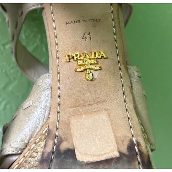 Prada Cream Heeled Sandals - Picture 11 of 12